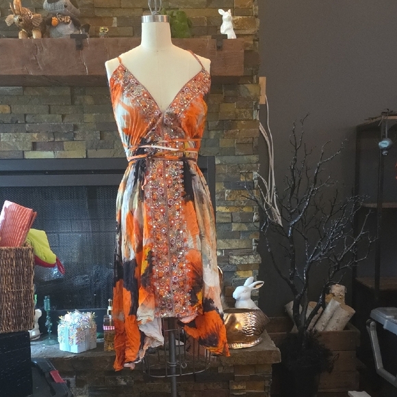 Orange and Black Women's Dress
